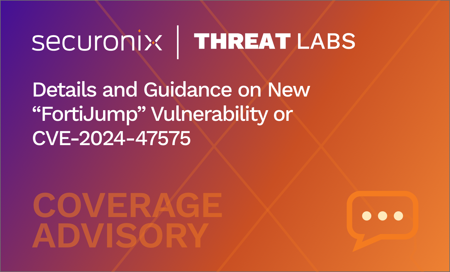 Securonix Threat Labs FortiJump Threat Advisory Image